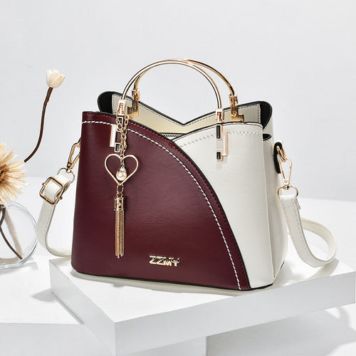 Color Block Handbag Love Tassel Decor Crossbody Bags for Women