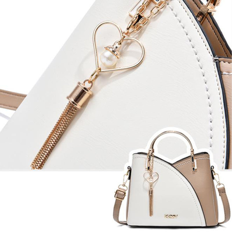 Color Block Handbag Love Tassel Decor Crossbody Bags for Women