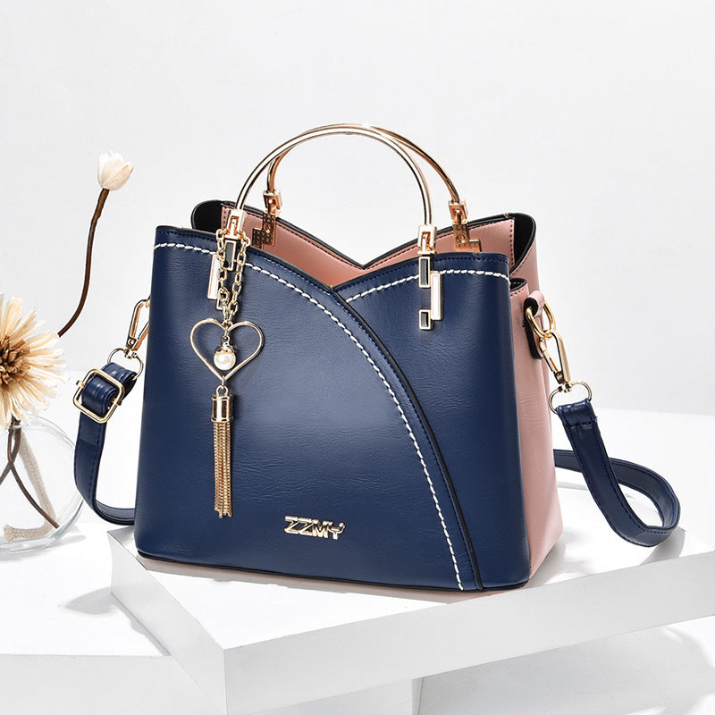Color Block Handbag Love Tassel Decor Crossbody Bags for Women