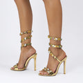 Star Style Luxury Crystal Embellished Wraparound Women Sandals Stiletto High Heels Gladiator Sandals Summer Wedding Prom Shoes